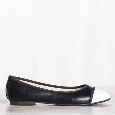 Czarne baleriny z białym noskiem Larnaka - Obuwie