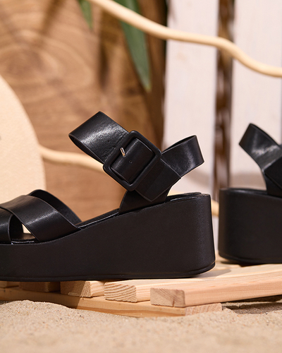 OUTLET Fekete női öko bőr ékszandál Scozi - Footwear