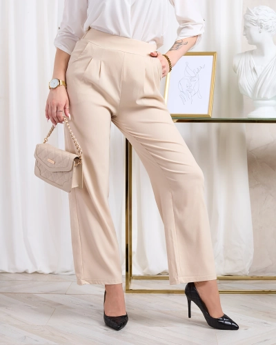 Royalfashion Bézs női széles szövetnadrág