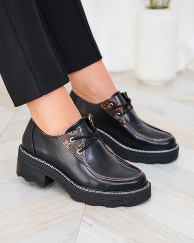 Royalfashion Fekete női félcsizma vastag talpú Dobbin