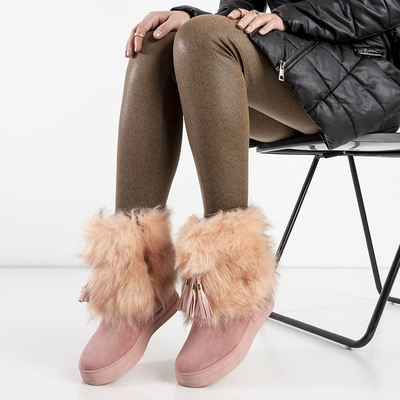 OUTLET Rózsaszín női hócsizma Astride díszítéssel - cipő