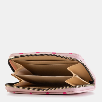 Rózsaszín női pénztárca fukszia szívvel - Pénztárca