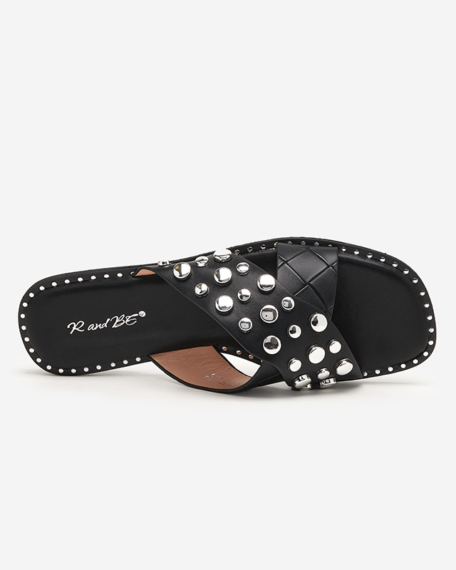 Fekete női strasszos papucs Rokina - Lábbeli