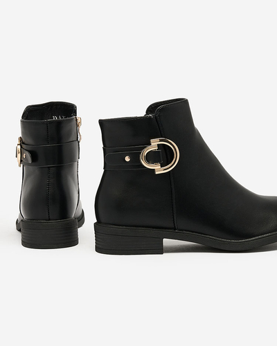 Royalfashion Fekete női csizma a'la sztyblety díszítéssel Ederte