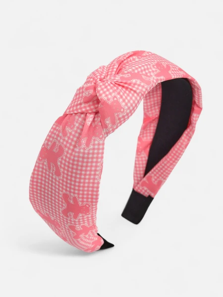 Royalfashion Fonott kockás hajpánt macikkal