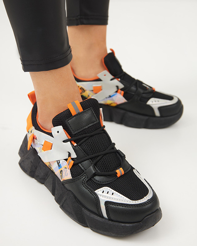 Fekete női sportcipő színes betétekkel Deroni - Lábbeli