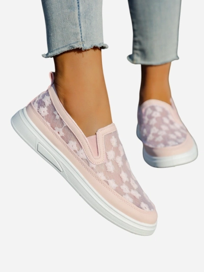 Royalfashion Női hálós loaferek virágokkal Emzos