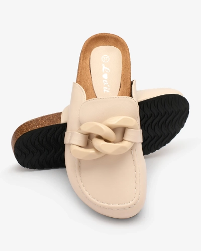 Royalfashion Női bézs színű flip-flop a'la mokaszin Doleqi