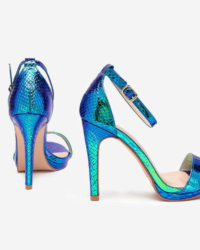 Kék női holografikus sarkú szandál Fasiro - Lábbeli