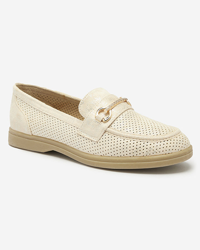 Női mokaszin díszítéssel krémszínű Ziragge- Lábbeli