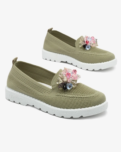 Royalfashion Sötétzöld női díszített slip on félcipő Enweta