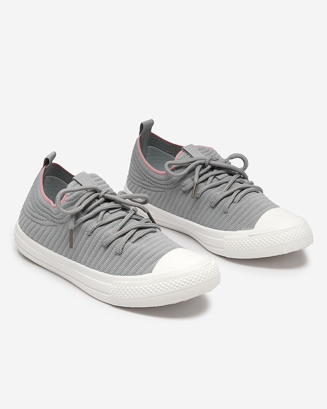 OUTLET Szürke női bordás tornacipő Manfer- Footwear