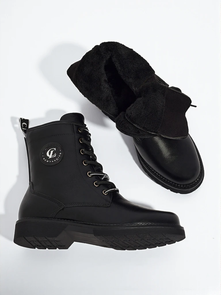 Tavira női fűzős öko bőr bokacsizma