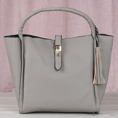 Szara torba damska z frędzelkiem - Torebki