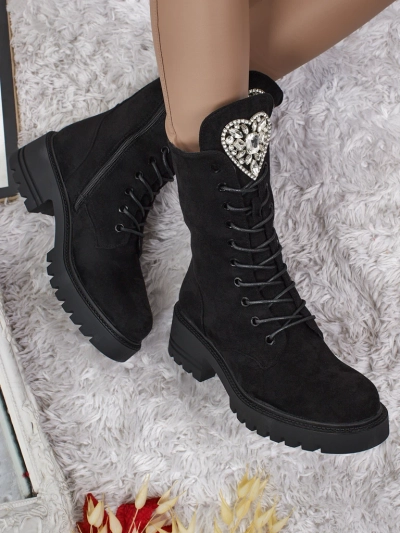 Emelune öko velúr fűzős női bokacsizma