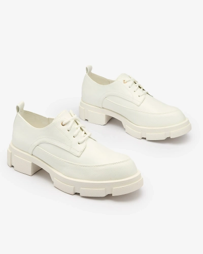 Royalfashion Fehér női egyszínű talpú Trendy Chunky félcipő