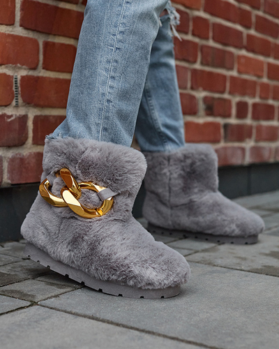 Szürke női hócsizma szőrmével Sattopa- Lábbeli