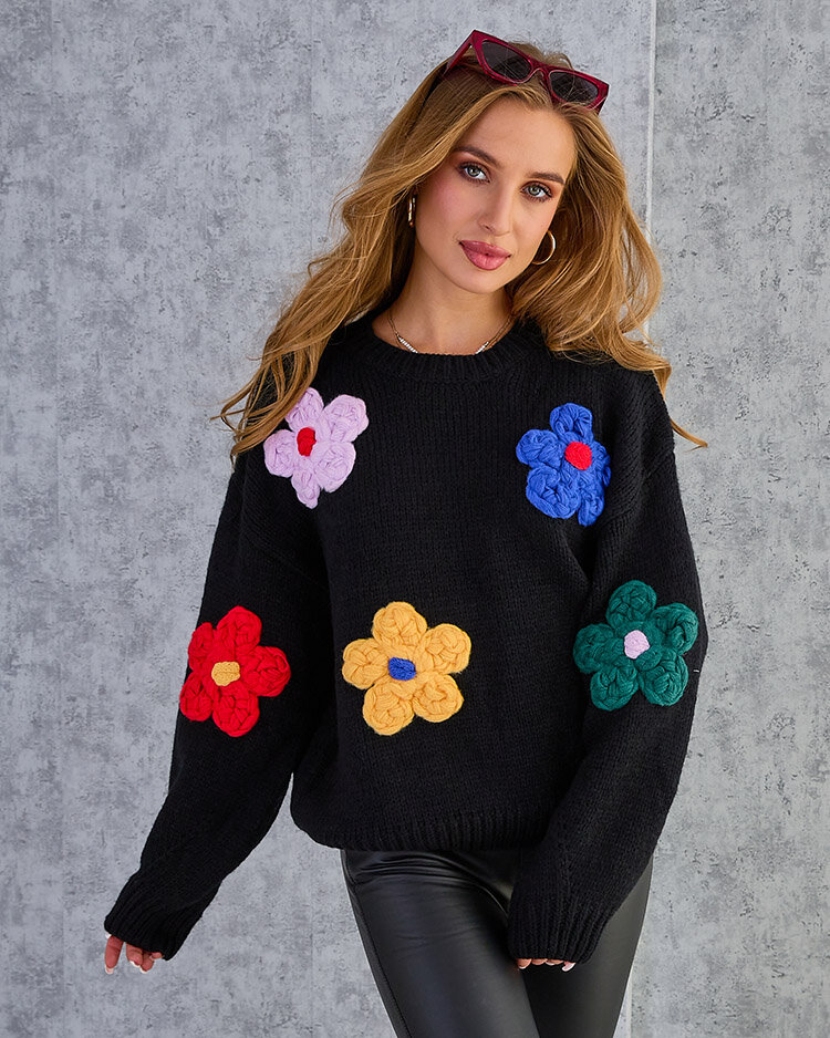 Royalfashion női virágos pulóver