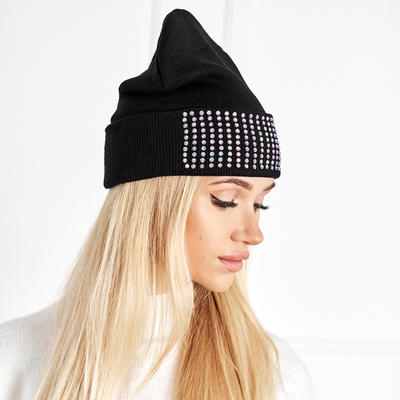 Női fekete sapka gyöngyökkel - Kiegészítők