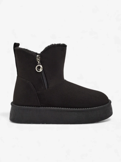 Aurora női fekete ökológiai bőr téli bokacsizma