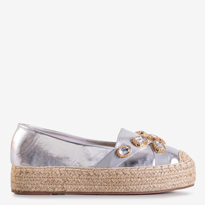Női ezüst espadrillák Erilla kristályokkal - Lábbeli
