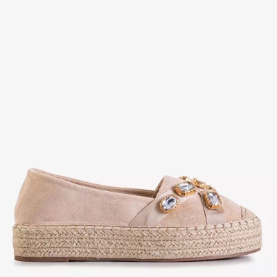 OUTLET Női bézs espadrillák Erilla kristályokkal - Lábbeli