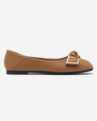 Női teve színű balerinák orrdíszítéssel Caxien- Footwear
