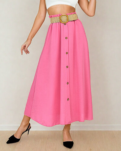 Royalfashion Női midi szoknya övvel