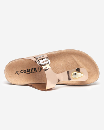 OUTLET Rózsaszín és arany női flip-flop Elotsi - Lábbeli