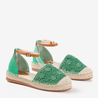 Zielone espadryle z ażurową cholewką Asti - Obuwie