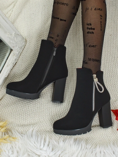 Marellin női eco bőr bokacsizma vastag sarokkal