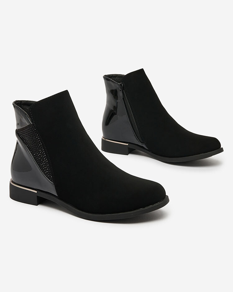 Royalfashion Fekete női csizma cirkóniával Overlissa