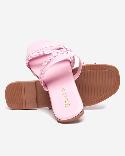 OUTLET Violet eco-bőr női csíkos papucs Boresi - Lábbeli