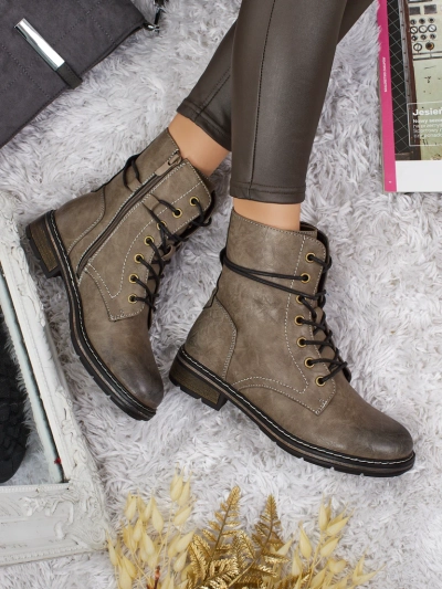 Ravonna női fűzős öko bőr bokacsizma