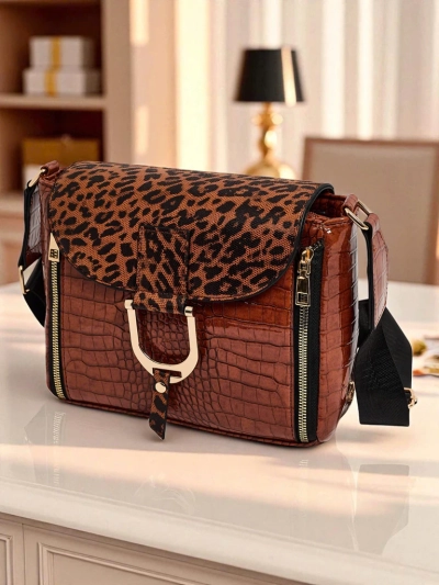 Ariadne Camel Croco táska leopárdmintás fedéllel – Stílusos postáska