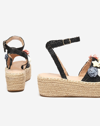 Női fekete szandál a'la espadrilles dekoratív felsőrésszel Soramis - Lábbeli