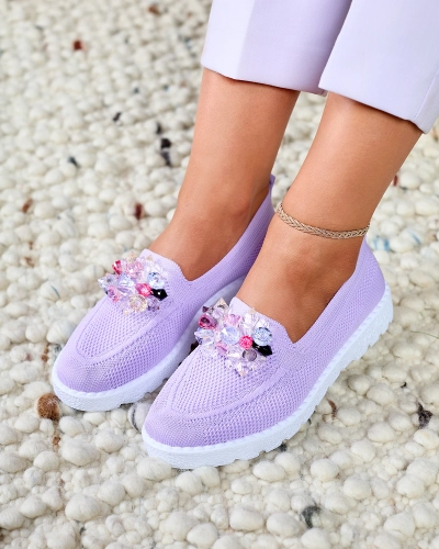 Royalfashion Lila női díszített félcipő Enweta