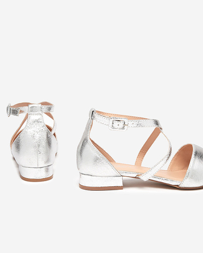 OUTLET Ezüst női balerinák lapos sarkú Osies- Cipők