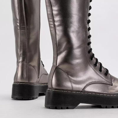 OUTLET Grafit nyakkendős női csizma Darikos - Lábbeli