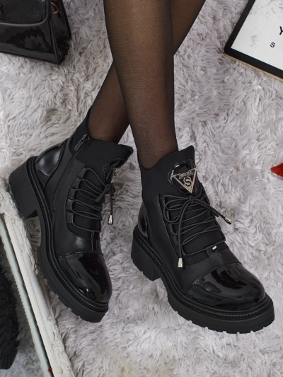 Elisse öko bőr fűzős női bokacsizma