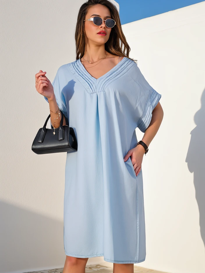 Royalfashion Egyszerű női tunika, ami farmer ruhára hasonlít