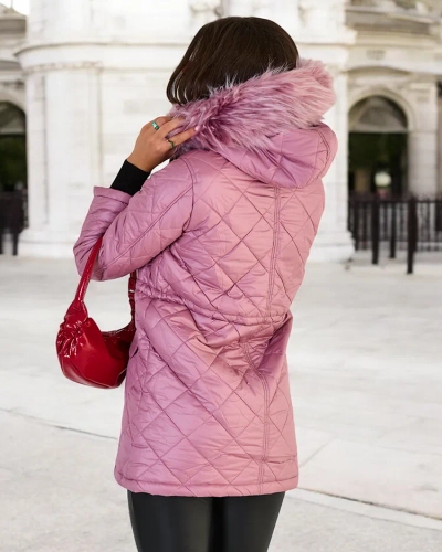 Royalfashion Női steppelt kabát rózsaszínben