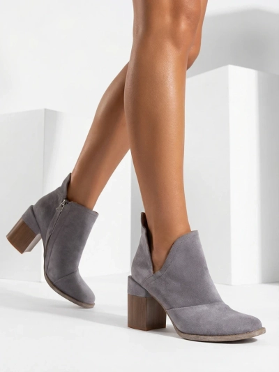 Luna galambszürke bőr elegáns őszi női bokacsizma