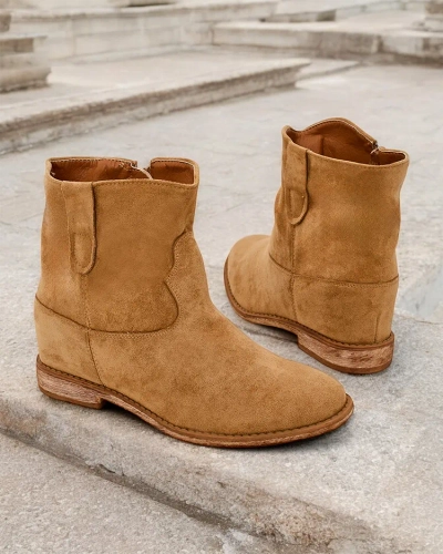 Royalfashion Barna bokacsizma cowboy stílusban fedett cunamackóval Patorias