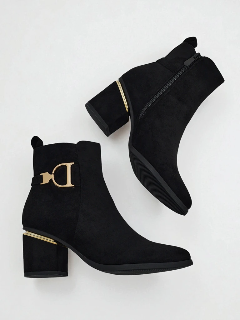 Calyssa női öko velúr bokacsizma vastag sarokkal