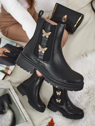 Bravelle műbőr női bokacsizma pillangókkal