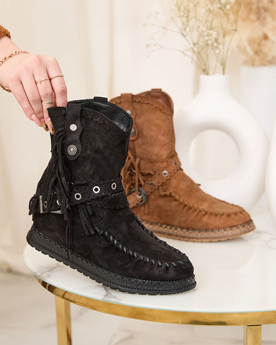 Royalfashion Fekete női csizma rejtett horgonnyal Dibisa