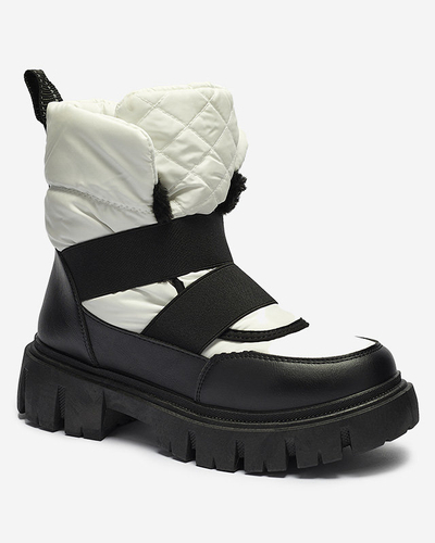 Női hócsizma lapos talppal fekete-fehérben Ferory- Footwear