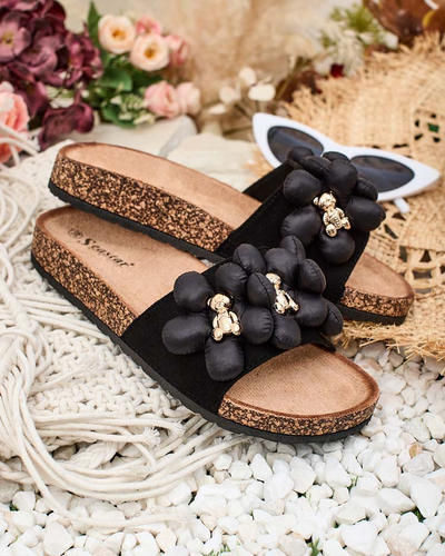 Royalfashion Női flip-flop arany mackókkal és virágokkal Isaralle