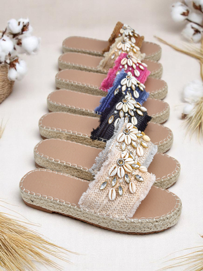 Royalfashion Helena Decor női szandál fekete espadrilles kagylókkal